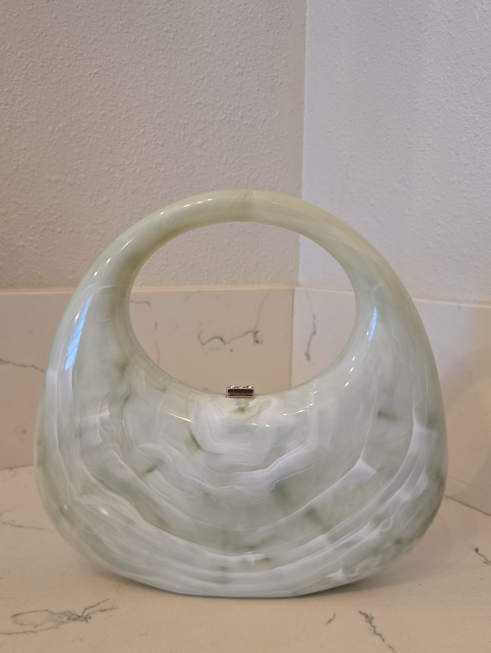 Target Acrylic Green  Faux Marble Hardshell Small Crescent Purse